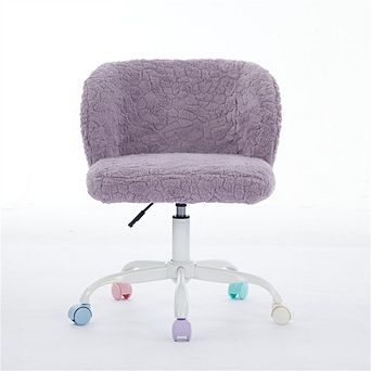 Office Chair,Artificial Rabbit Hair Desk Chair with Metal Base, Adjustable Swivel Chair,Vanity Chair
