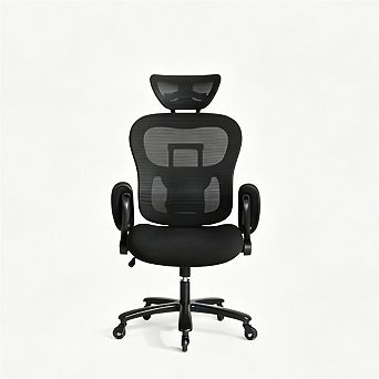 500LBS Office Chair - Mesh Breathable, Adjustable Backrest and Headrest, Lumbar Support,Flip-Up Arms