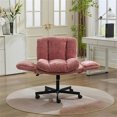 Chenille Swivel Office Chair,Height Adjustable with Convertible Armrests,Double Cushioned Desk Chair