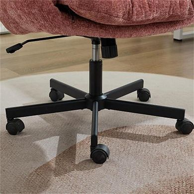 Chenille Swivel Office Chair,Height Adjustable with Convertible Armrests,Double Cushioned Desk Chair