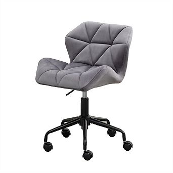 Tufted Swivel Office Chair - Velvet Fabric, 360° Swivel, Gas Lift Adjustable,Metal Base with Casters