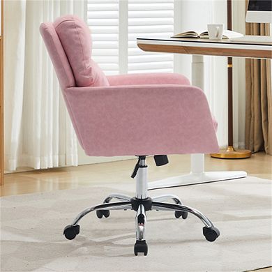 PU Leather Office Chair - Height Adjustable Swivel Desk Chair with Silver Base, Ergonomic Chair