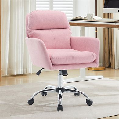 PU Leather Office Chair - Height Adjustable Swivel Desk Chair with Silver Base, Ergonomic Chair