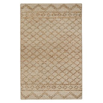 Homespice Nira Handwoven Jute Rug - Brown Diamond Trellis Pattern, Thick & Firm, Less Shedding