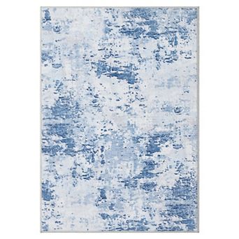Modern Abstract Washable Area Rug Low-Pile Stain-Resistant Non-Slip Carpet for Bedroom Living Room
