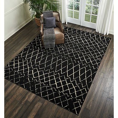 HomeRoots Rectangle Abstract Polypropylene Area Rug