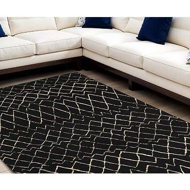 HomeRoots Rectangle Abstract Polypropylene Area Rug