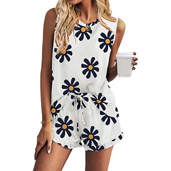 Ekouaer Women's 2 pc Loungewear Set Soft Tank Top and Shorts with Pockets