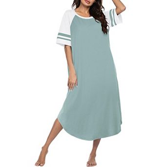 Ekouaer Nightgowns for Womens Cotton Long Night Gowns Plus Moo Moos Short Sleeve House Dress Sleep
