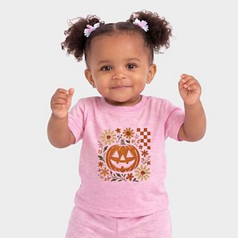 Pumpkin Floral Grunge - Infant Jogger Pant Crew Set
