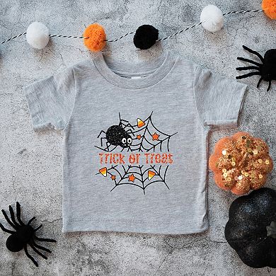 Trick or Treat Spiderweb Glitter - Toddler Short Sleeve Graphic T-Shirt
