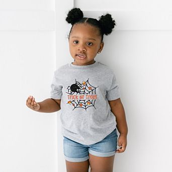 Trick or Treat Spiderweb Glitter - Toddler Short Sleeve Graphic T-Shirt
