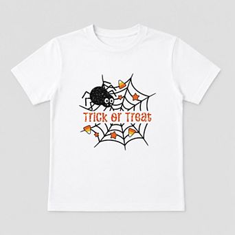 Trick or Treat Spiderweb Glitter - Toddler Short Sleeve Graphic T-Shirt
