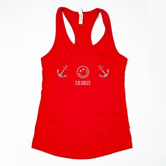 S.W.Smiley Anchor Row - Women's Graphic Racerback Tank Top