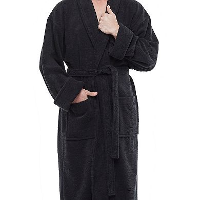 Men's ESKYMODE Terry Cotton Shawl Collar Ankle Long Bathrobe