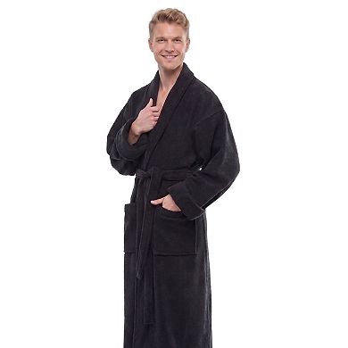 Men's ESKYMODE Terry Cotton Shawl Collar Ankle Long Bathrobe