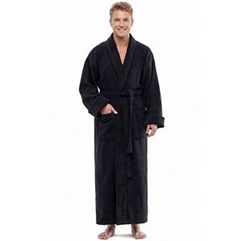 Men's ESKYMODE Terry Cotton Shawl Collar Ankle Long Bathrobe