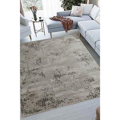 HomeRoots Rectangle Abstract Polypropylene Blend Area Rug