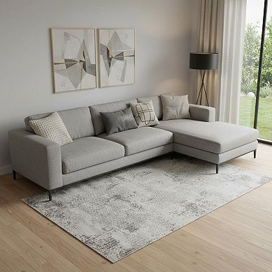 HomeRoots Rectangle Abstract Polypropylene Blend Area Rug