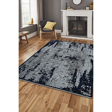 HomeRoots Rectangle Abstract Viscose Area Rug