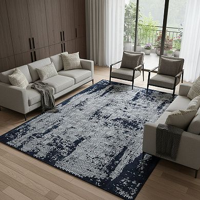 HomeRoots Rectangle Abstract Viscose Area Rug
