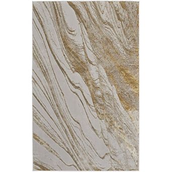 HomeRoots Rectangle Abstract Polyester Area Rug
