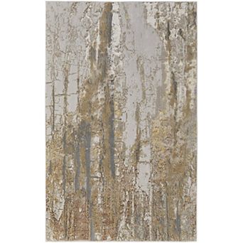 HomeRoots Rectangle Abstract Polyester Area Rug