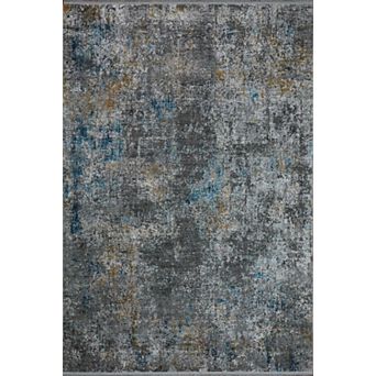 HomeRoots Rectangle Abstract Polyester Blend Area Rug