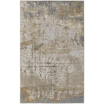 HomeRoots Rectangle Abstract Polyester Area Rug