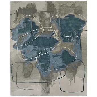 HomeRoots Rectangle Abstract Wool Blend Area Rug