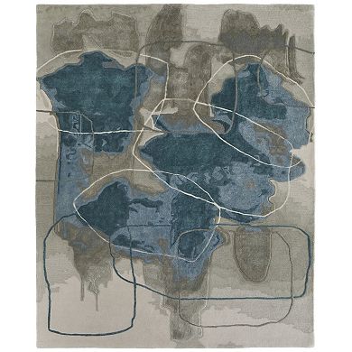 HomeRoots Rectangle Abstract Wool Blend Area Rug