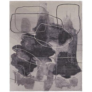 HomeRoots Rectangle Abstract Wool Blend Area Rug