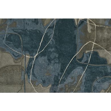 HomeRoots Rectangle Abstract Wool Blend Area Rug