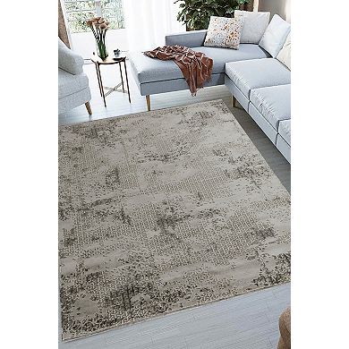 HomeRoots Rectangle Abstract Polypropylene Blend Area Rug