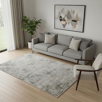HomeRoots Rectangle Abstract Polypropylene Blend Area Rug
