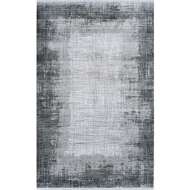 HomeRoots Rectangle Abstract Polyester Area Rug