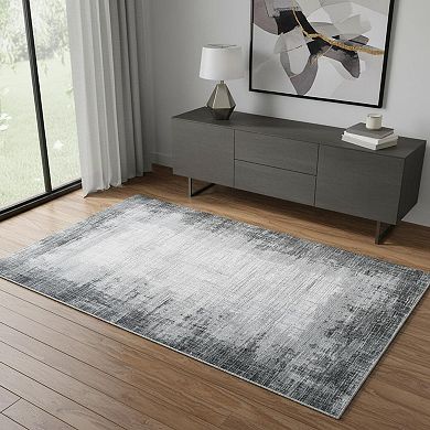HomeRoots Rectangle Abstract Polyester Area Rug