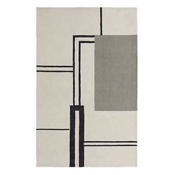 HomeRoots Rectangle Abstract Geometric Wool Area Rug