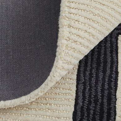 HomeRoots Rectangle Abstract Geometric Wool Area Rug