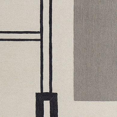 HomeRoots Rectangle Abstract Geometric Wool Area Rug