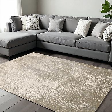 HomeRoots Rectangle Abstract Polyester Area Rug