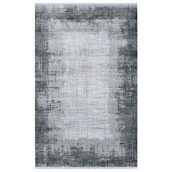 HomeRoots Rectangle Abstract Polyester Area Rug