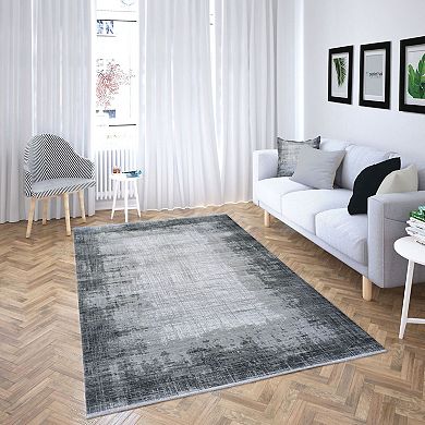 HomeRoots Rectangle Abstract Polyester Area Rug