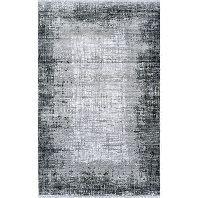 HomeRoots Rectangle Abstract Polyester Area Rug