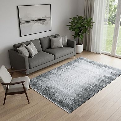 HomeRoots Rectangle Abstract Polyester Area Rug