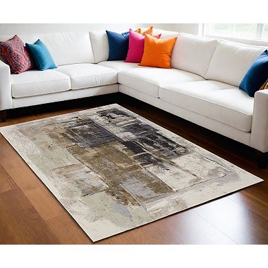 HomeRoots Rectangle Abstract Polypropylene Area Rug