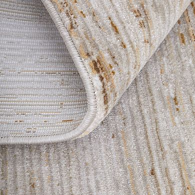 HomeRoots Rectangle Abstract Polyester Area Rug