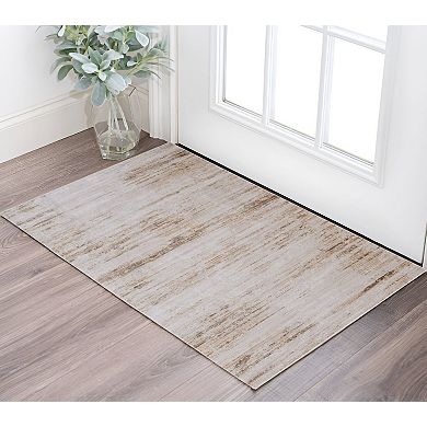 HomeRoots Rectangle Abstract Polyester Area Rug