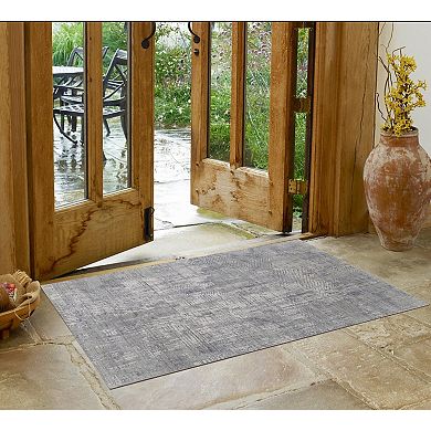 HomeRoots Rectangle Abstract Wool Blend Area Rug