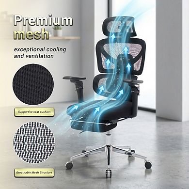 Ergonomic Home Office Desk Chair Massage Lumbar Support 4D Headrest Adjustable Back High Seat Depth